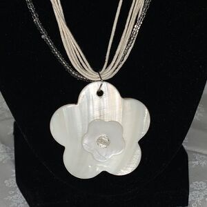White carved shell necklace. 20”‎